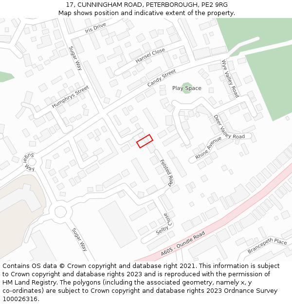 17, CUNNINGHAM ROAD, PETERBOROUGH, PE2 9RG: Location map and indicative extent of plot