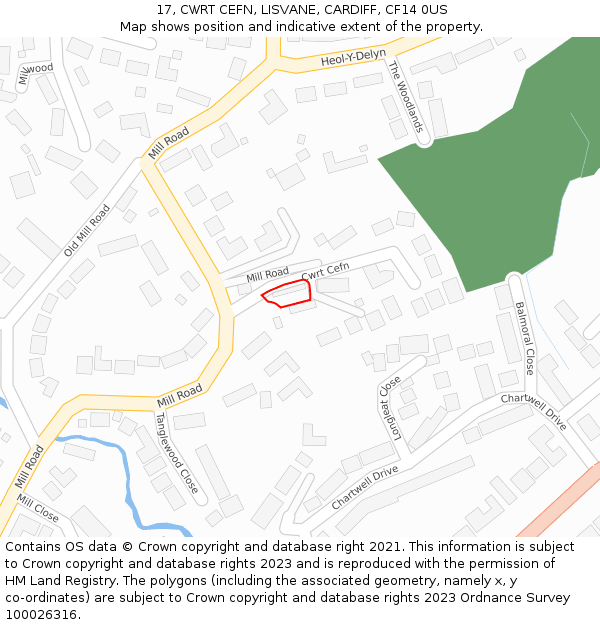 17, CWRT CEFN, LISVANE, CARDIFF, CF14 0US: Location map and indicative extent of plot