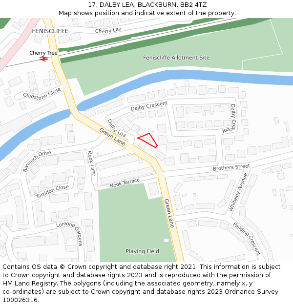 17, DALBY LEA, BLACKBURN, BB2 4TZ: Location map and indicative extent of plot