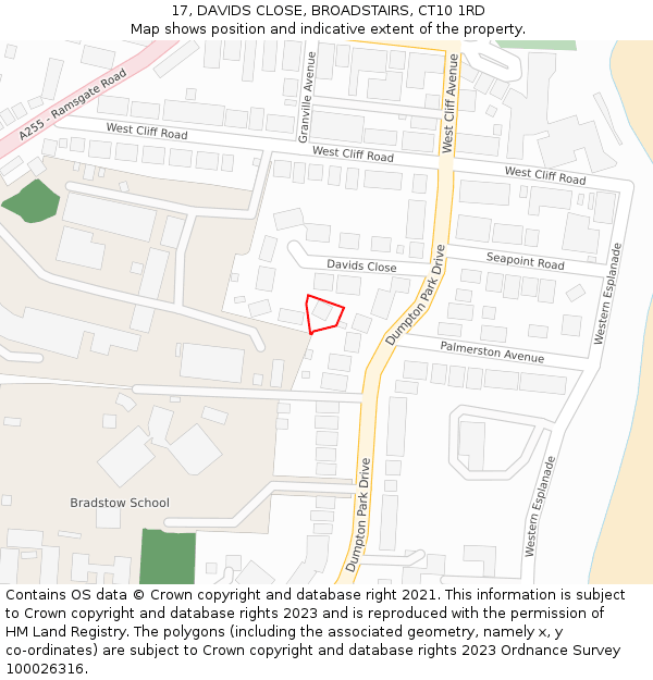 17, DAVIDS CLOSE, BROADSTAIRS, CT10 1RD: Location map and indicative extent of plot