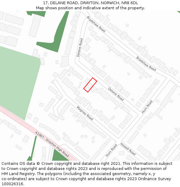 17, DELANE ROAD, DRAYTON, NORWICH, NR8 6DL: Location map and indicative extent of plot