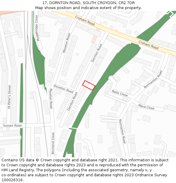 17, DORNTON ROAD, SOUTH CROYDON, CR2 7DR: Location map and indicative extent of plot