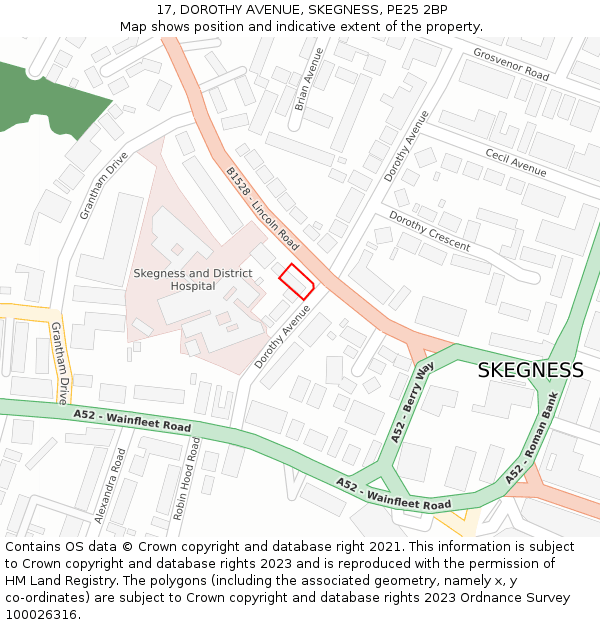 17, DOROTHY AVENUE, SKEGNESS, PE25 2BP: Location map and indicative extent of plot
