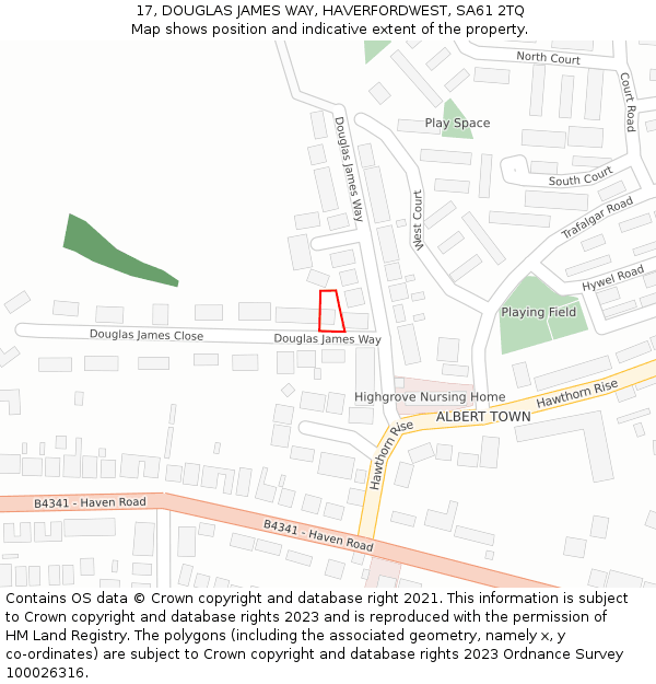 17, DOUGLAS JAMES WAY, HAVERFORDWEST, SA61 2TQ: Location map and indicative extent of plot