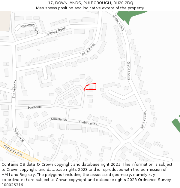 17, DOWNLANDS, PULBOROUGH, RH20 2DQ: Location map and indicative extent of plot