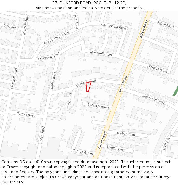 17, DUNFORD ROAD, POOLE, BH12 2DJ: Location map and indicative extent of plot