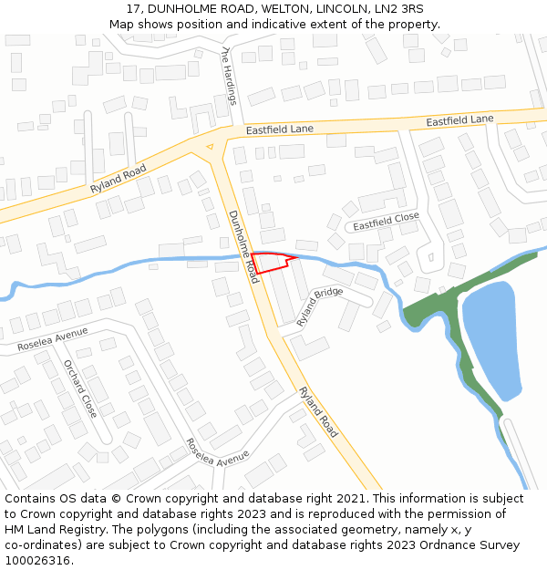 17, DUNHOLME ROAD, WELTON, LINCOLN, LN2 3RS: Location map and indicative extent of plot