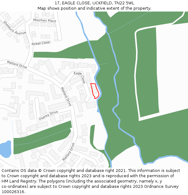 17, EAGLE CLOSE, UCKFIELD, TN22 5WL: Location map and indicative extent of plot