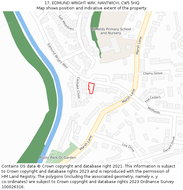 17, EDMUND WRIGHT WAY, NANTWICH, CW5 5HQ: Location map and indicative extent of plot