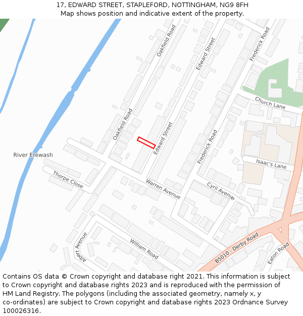 17, EDWARD STREET, STAPLEFORD, NOTTINGHAM, NG9 8FH: Location map and indicative extent of plot