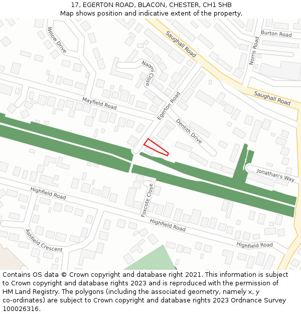 17, EGERTON ROAD, BLACON, CHESTER, CH1 5HB: Location map and indicative extent of plot