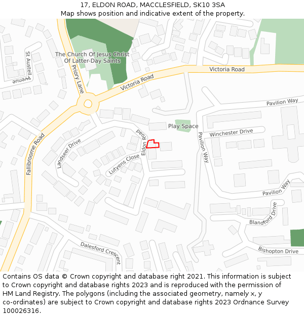 17, ELDON ROAD, MACCLESFIELD, SK10 3SA: Location map and indicative extent of plot