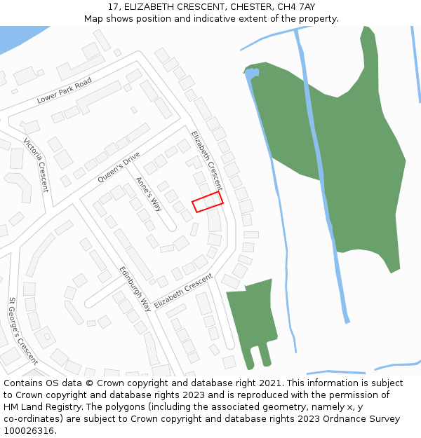 17, ELIZABETH CRESCENT, CHESTER, CH4 7AY: Location map and indicative extent of plot