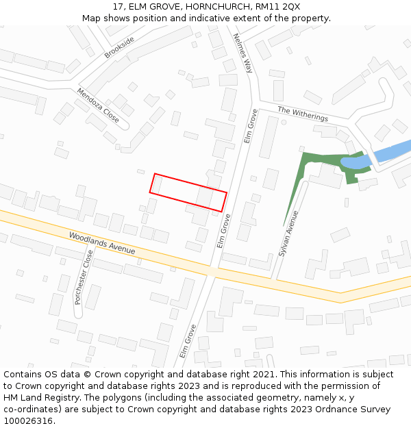 17, ELM GROVE, HORNCHURCH, RM11 2QX: Location map and indicative extent of plot
