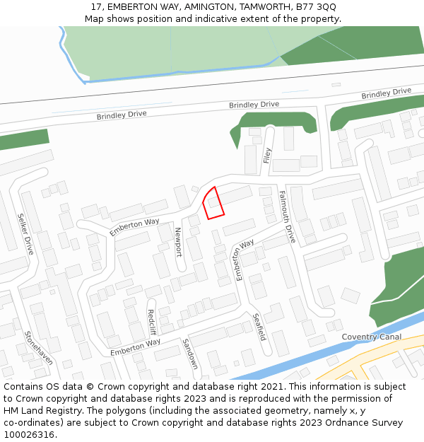 17, EMBERTON WAY, AMINGTON, TAMWORTH, B77 3QQ: Location map and indicative extent of plot