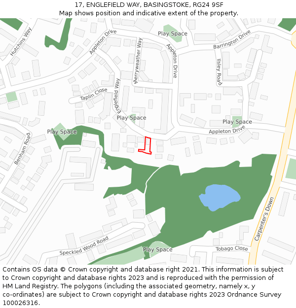 17, ENGLEFIELD WAY, BASINGSTOKE, RG24 9SF: Location map and indicative extent of plot