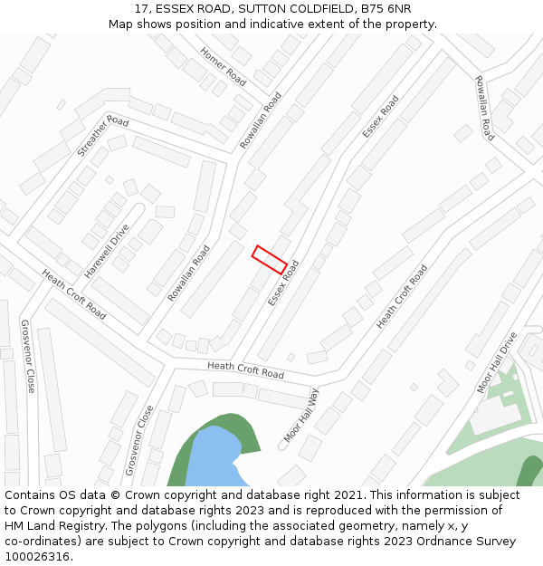 17, ESSEX ROAD, SUTTON COLDFIELD, B75 6NR: Location map and indicative extent of plot
