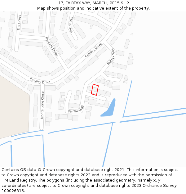 17, FAIRFAX WAY, MARCH, PE15 9HP: Location map and indicative extent of plot