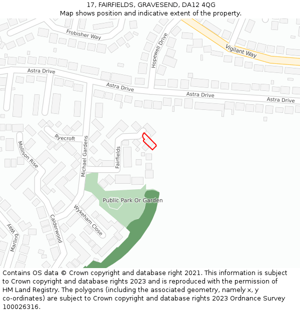 17, FAIRFIELDS, GRAVESEND, DA12 4QG: Location map and indicative extent of plot