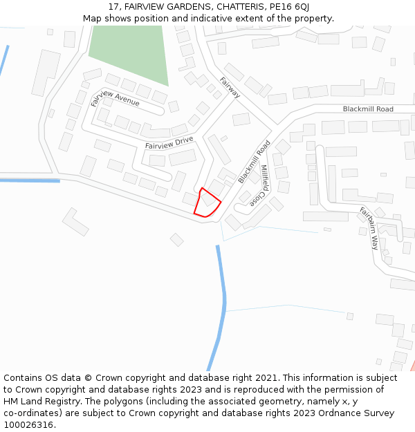 17, FAIRVIEW GARDENS, CHATTERIS, PE16 6QJ: Location map and indicative extent of plot