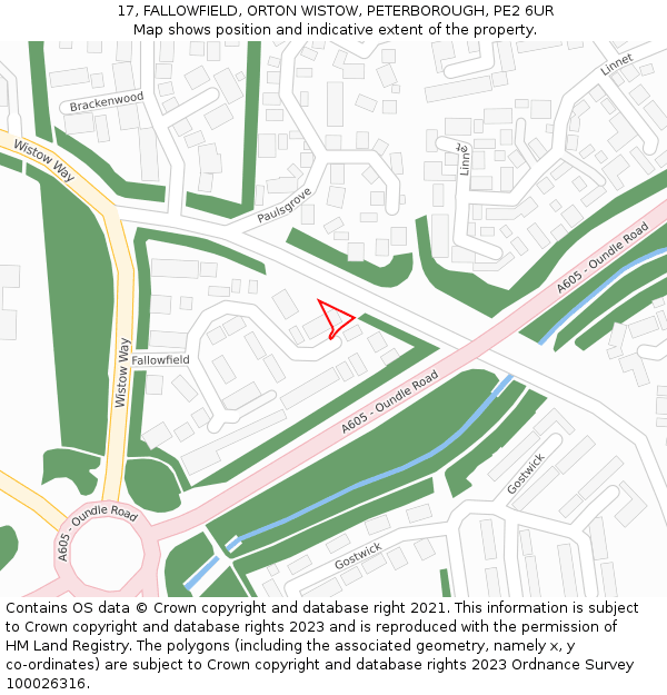 17, FALLOWFIELD, ORTON WISTOW, PETERBOROUGH, PE2 6UR: Location map and indicative extent of plot
