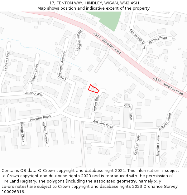 17, FENTON WAY, HINDLEY, WIGAN, WN2 4SH: Location map and indicative extent of plot