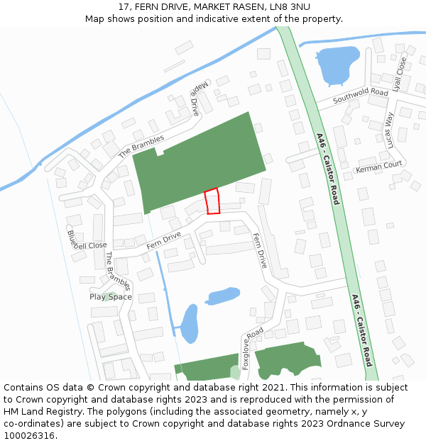 17, FERN DRIVE, MARKET RASEN, LN8 3NU: Location map and indicative extent of plot