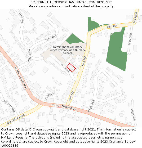 17, FERN HILL, DERSINGHAM, KING'S LYNN, PE31 6HT: Location map and indicative extent of plot