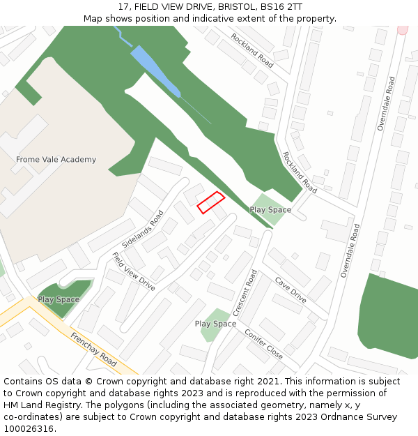 17, FIELD VIEW DRIVE, BRISTOL, BS16 2TT: Location map and indicative extent of plot