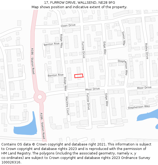 17, FURROW DRIVE, WALLSEND, NE28 9FG: Location map and indicative extent of plot
