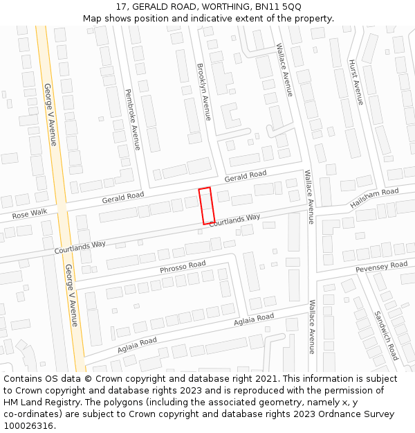 17, GERALD ROAD, WORTHING, BN11 5QQ: Location map and indicative extent of plot