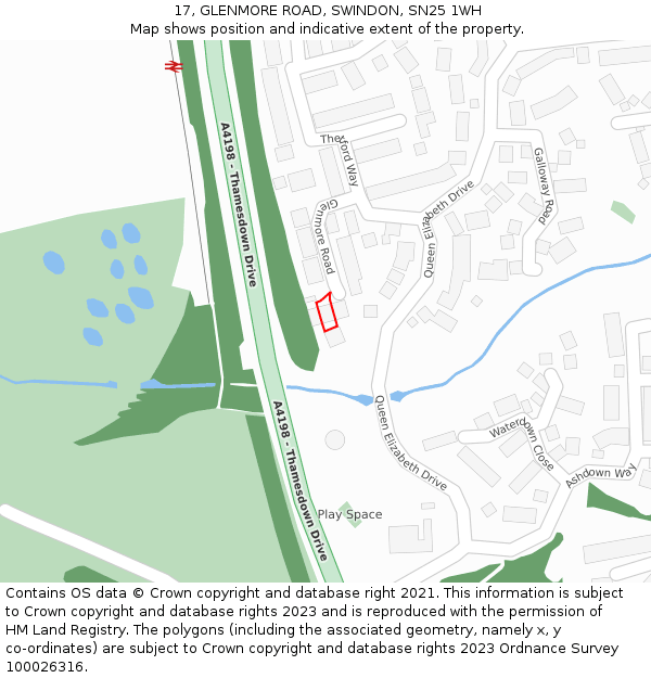 17, GLENMORE ROAD, SWINDON, SN25 1WH: Location map and indicative extent of plot
