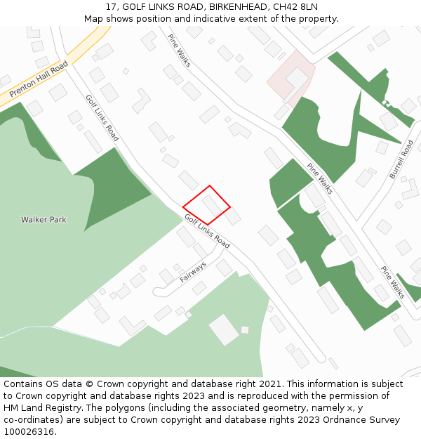 17, GOLF LINKS ROAD, BIRKENHEAD, CH42 8LN: Location map and indicative extent of plot