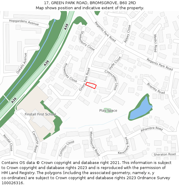 17, GREEN PARK ROAD, BROMSGROVE, B60 2RD: Location map and indicative extent of plot