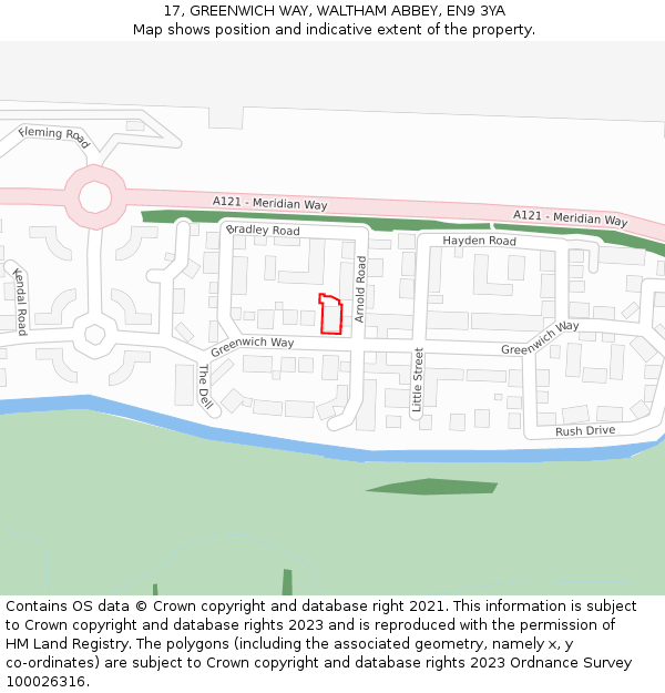17, GREENWICH WAY, WALTHAM ABBEY, EN9 3YA: Location map and indicative extent of plot