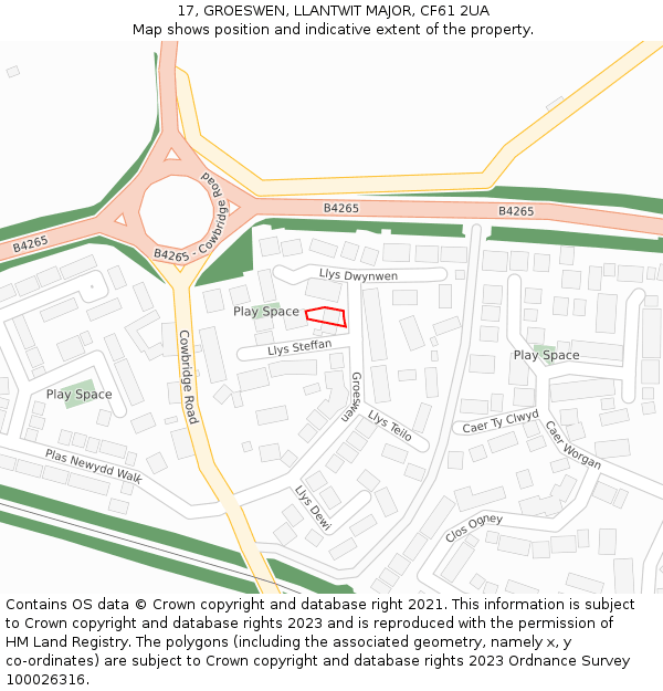 17, GROESWEN, LLANTWIT MAJOR, CF61 2UA: Location map and indicative extent of plot