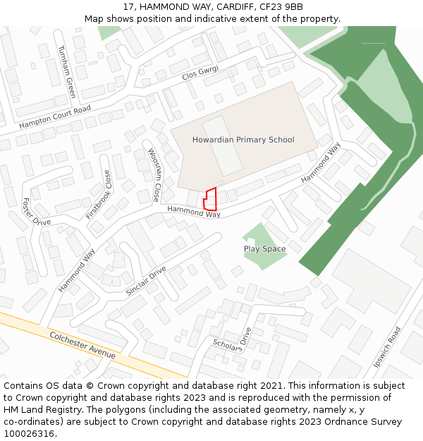17, HAMMOND WAY, CARDIFF, CF23 9BB: Location map and indicative extent of plot