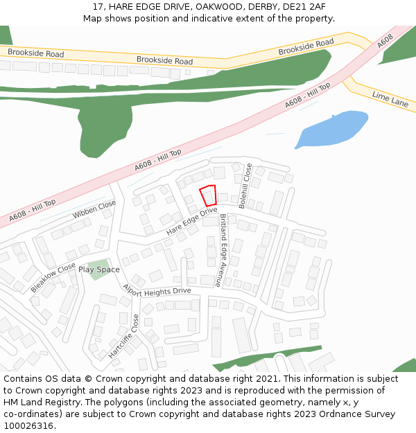 17, HARE EDGE DRIVE, OAKWOOD, DERBY, DE21 2AF: Location map and indicative extent of plot