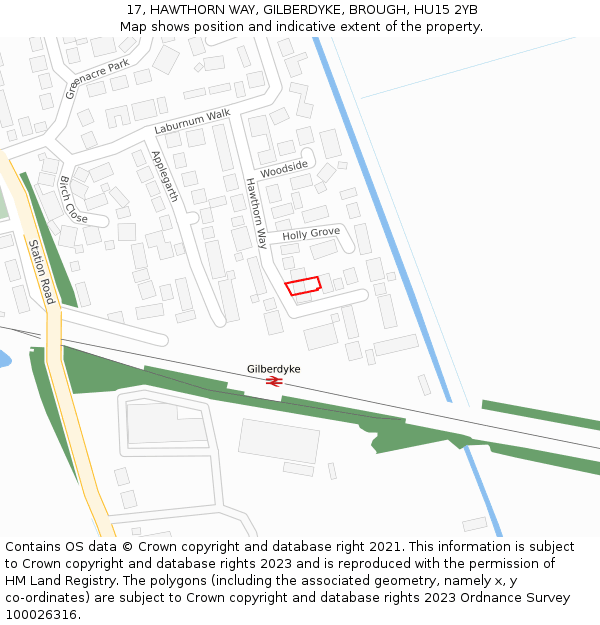 17, HAWTHORN WAY, GILBERDYKE, BROUGH, HU15 2YB: Location map and indicative extent of plot