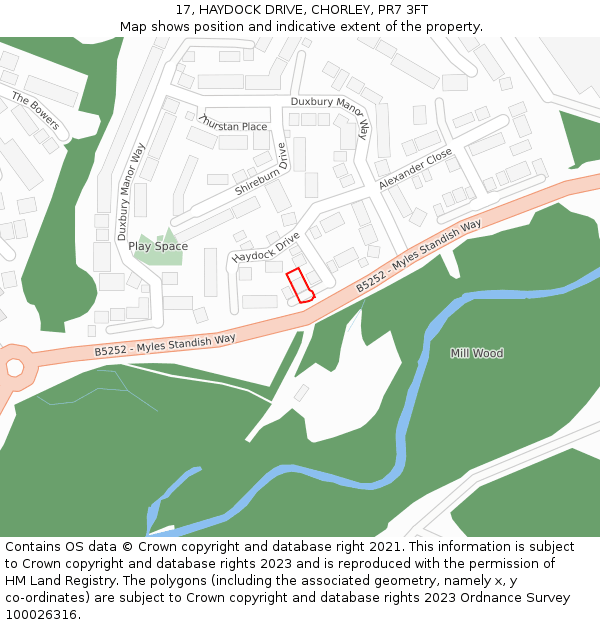 17, HAYDOCK DRIVE, CHORLEY, PR7 3FT: Location map and indicative extent of plot
