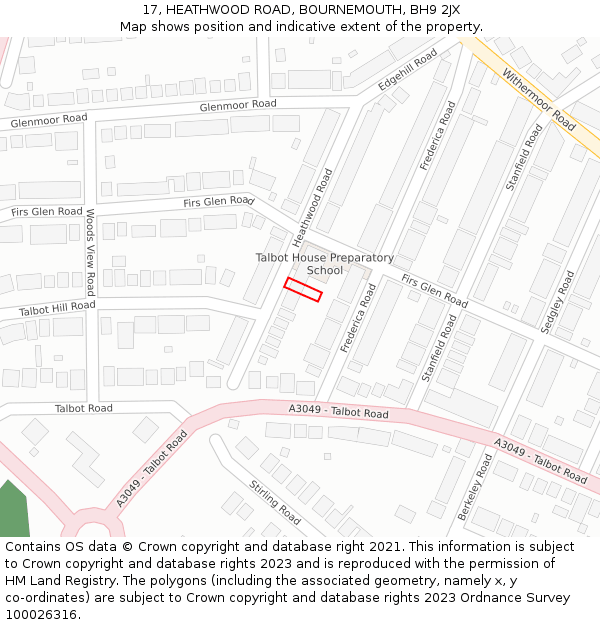 17, HEATHWOOD ROAD, BOURNEMOUTH, BH9 2JX: Location map and indicative extent of plot