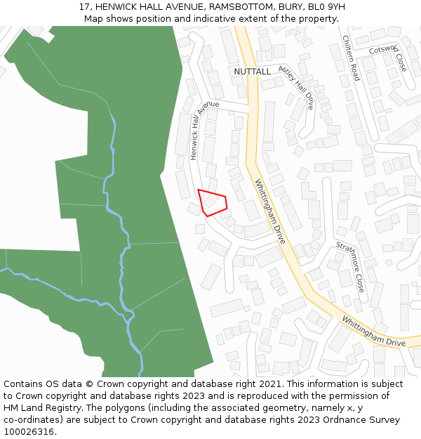 17, HENWICK HALL AVENUE, RAMSBOTTOM, BURY, BL0 9YH: Location map and indicative extent of plot