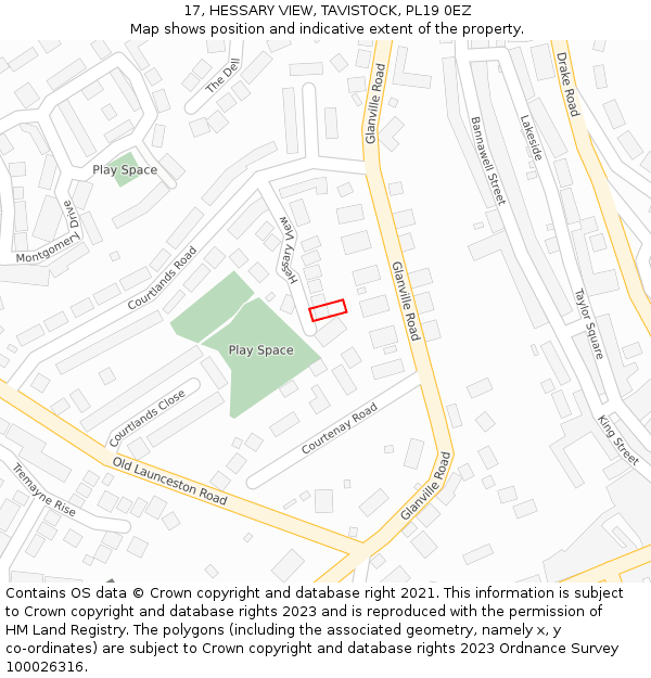 17, HESSARY VIEW, TAVISTOCK, PL19 0EZ: Location map and indicative extent of plot
