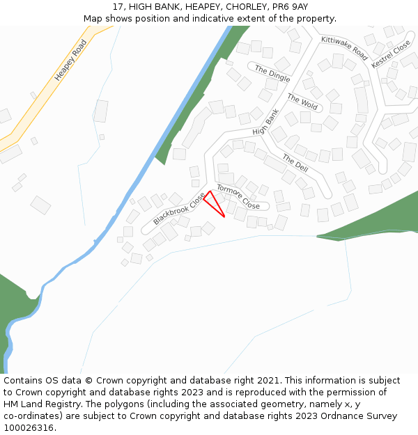 17, HIGH BANK, HEAPEY, CHORLEY, PR6 9AY: Location map and indicative extent of plot