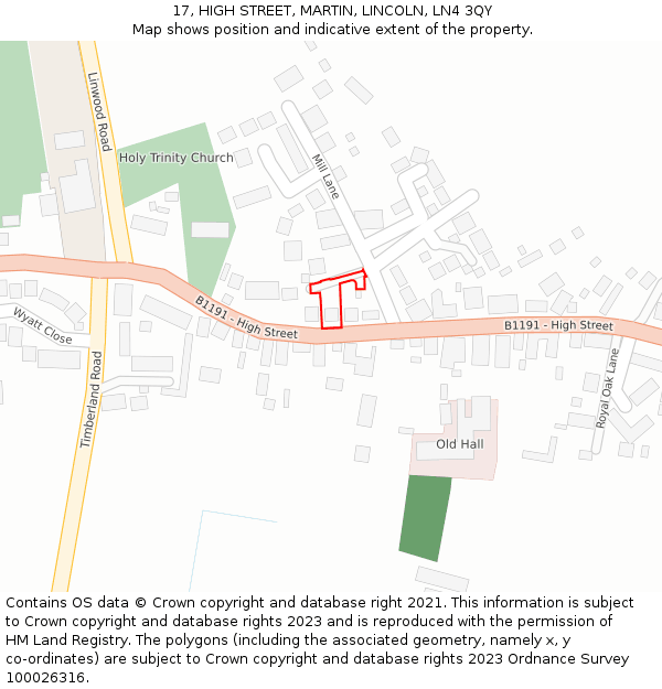 17, HIGH STREET, MARTIN, LINCOLN, LN4 3QY: Location map and indicative extent of plot