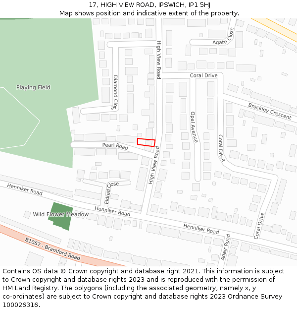 17, HIGH VIEW ROAD, IPSWICH, IP1 5HJ: Location map and indicative extent of plot