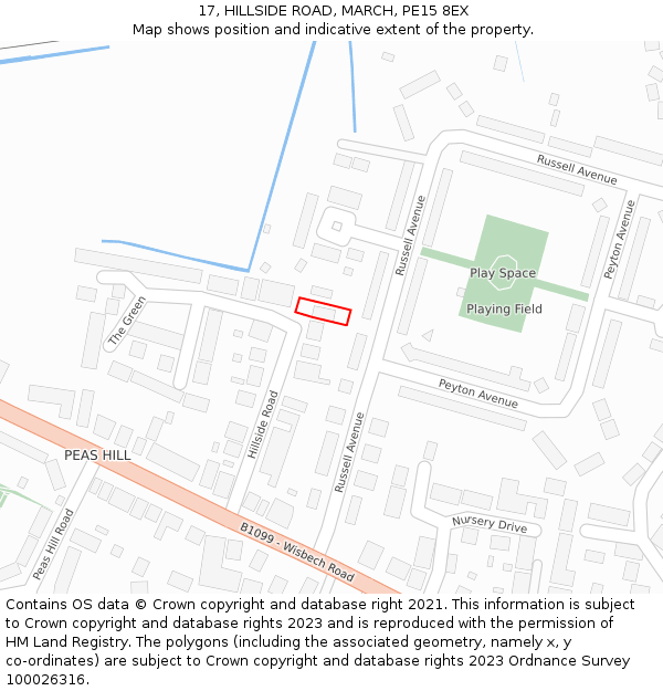 17, HILLSIDE ROAD, MARCH, PE15 8EX: Location map and indicative extent of plot