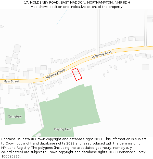 17, HOLDENBY ROAD, EAST HADDON, NORTHAMPTON, NN6 8DH: Location map and indicative extent of plot