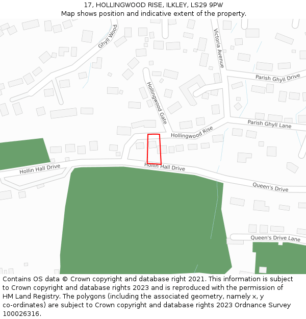 17, HOLLINGWOOD RISE, ILKLEY, LS29 9PW: Location map and indicative extent of plot