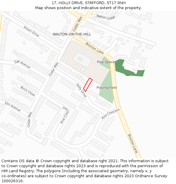 17, HOLLY DRIVE, STAFFORD, ST17 0NH: Location map and indicative extent of plot